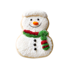 Fototapeta premium Festive Snowman Sugar Cookie Dessert for Christmas Baking isolated on transparent background