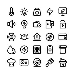 Energy saving and efficiency editable stroke outline icons set isolated on white background flat vector illustration. Alternative energy sources vector linear icons set. Ecology renewable energy .