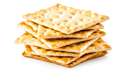 Fototapeta premium A stack of saltine crackers isolated on a white background
