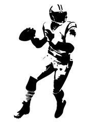 Silhouette of a american football player isolated on a white background 