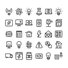 Fototapeta premium Energy saving and efficiency editable stroke outline icons set isolated on white background flat vector illustration. Alternative energy sources vector linear icons set. Ecology renewable energy .
