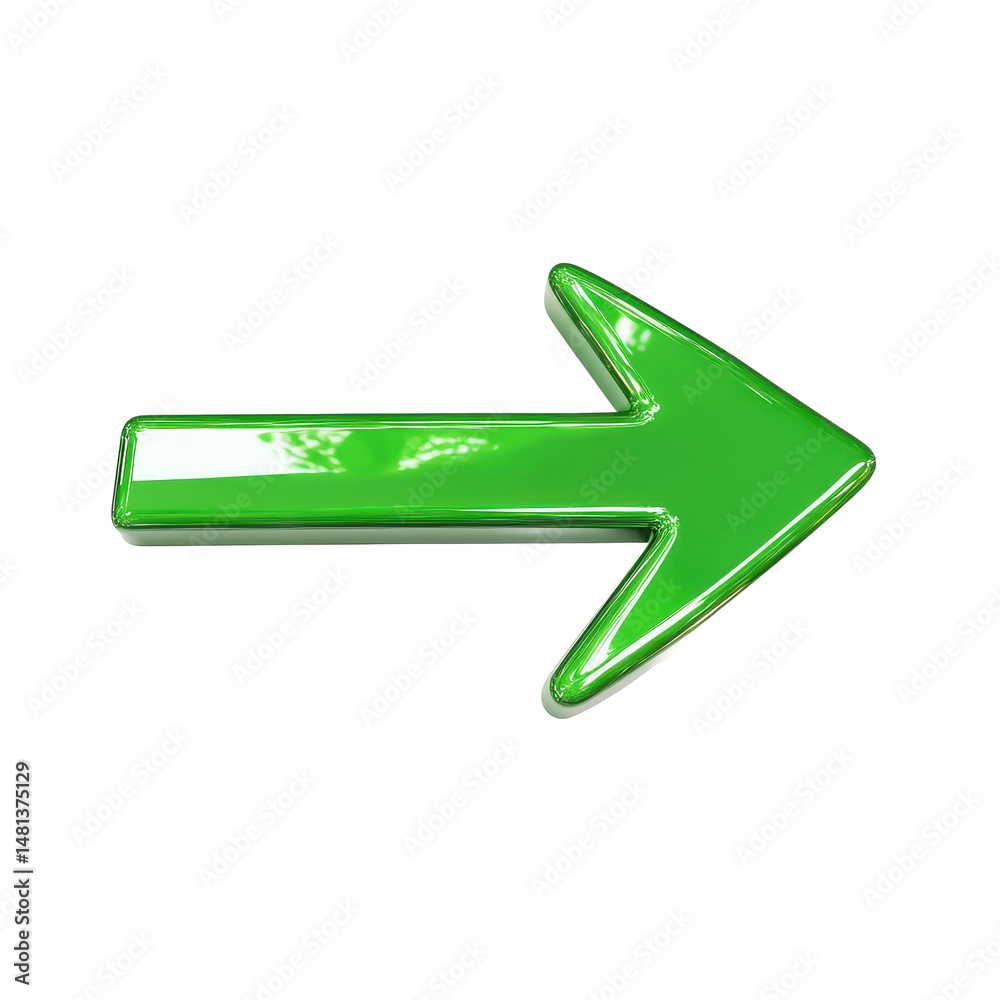 Poster green arrow direction right pointing sign symbol navigation pointer guide indicator next glossy 3d d