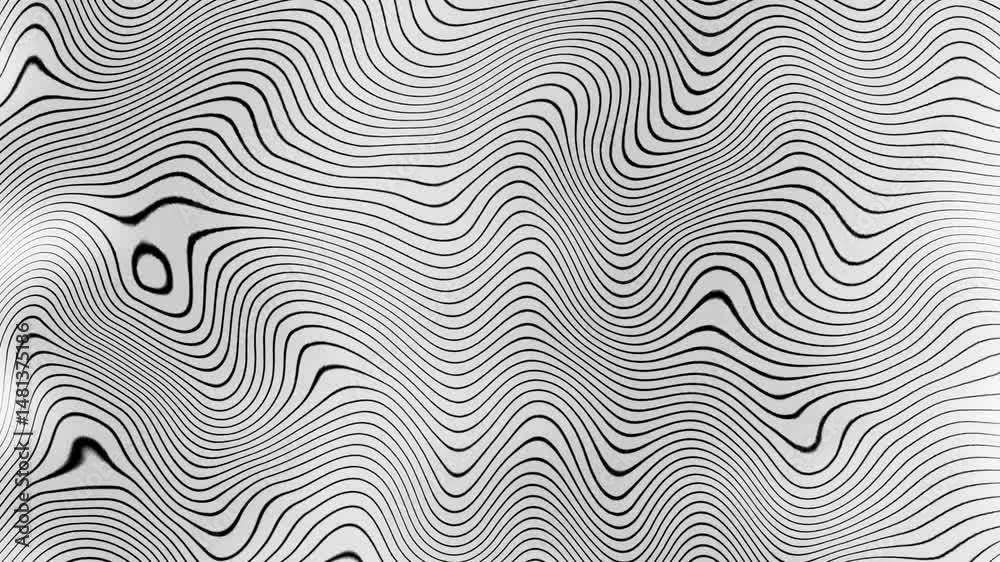 Poster abstract black and white swirling lines forming a fluid wave pattern creating a textured and dynamic