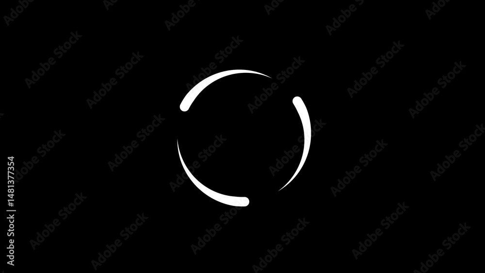 Poster circle loading icon with animated swoosh elements on black background for modern tech intros.