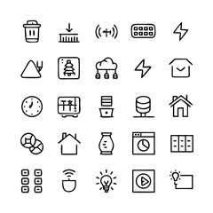 Energy saving and efficiency editable stroke outline icons set isolated on white background flat vector illustration. Alternative energy sources vector linear icons set. Ecology renewable energy .