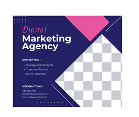 Pink And Blue Modern Digital Marketing Agency Facebook Post