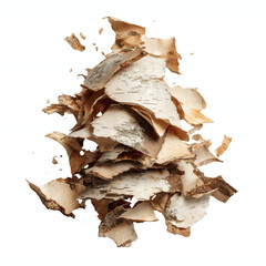 Abstract Pile of Birch Bark on Vibrant Green and Blue Transparent background