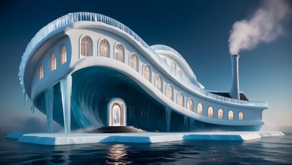 Frozen Wave Dream House with Crystalline Architecture &ndash; Surreal Fantasy Design