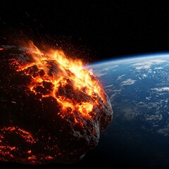 burning asteroid shooting towards the earth 