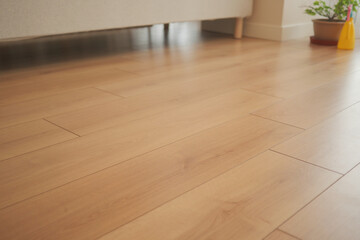 Bright wooden flooring in a cozy living room space