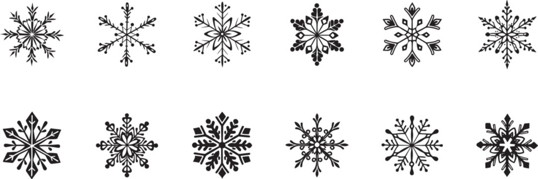 Snowflakes in Black and White Illustrations.