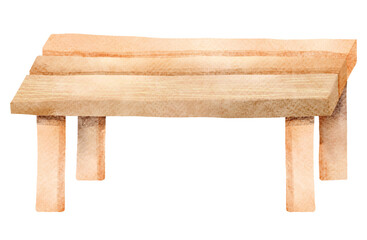 Watercolor Wooden Bench Clipart
