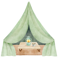 Watercolor Camping Tent Clipart