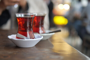Enjoying tukish tea in a cozy cafe atmosphere today