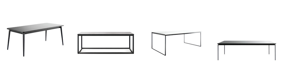 Modern, minimalist table designs showcasing sleek lines and understated elegance, perfect for contemporary home interiors, office spaces, and stylish decor arrangements.