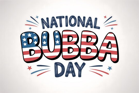 National bubba day graphic with american flag colors and star accents on a white backdrop
