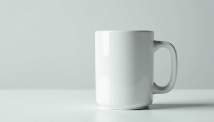 Fototapeta premium Classic white mug, handle visible, clean background, cup, hot beverage
