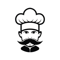 chef logo with mustache icon vector design template