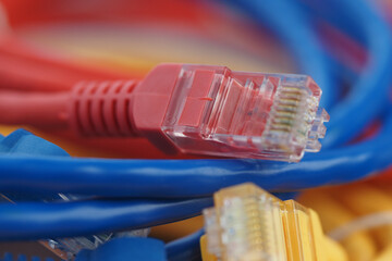 Colorful Ethernet cables and connectors