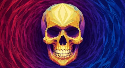 Obraz premium Geometric Skull Art with Red and Blue Background
