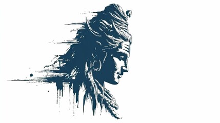 Obraz premium Lord shiva's grace the ganges flowing from his hair spiritual art india mystical environment side view