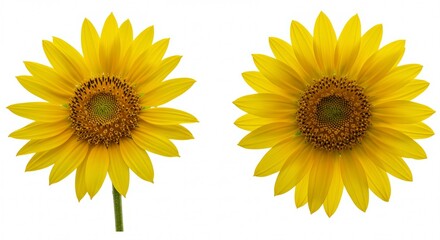Naklejka premium Radiant Sunflowers Blossoming on a White Canvas Presenting Summer's Joy