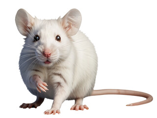 Adorable White Laboratory Mouse on White Background