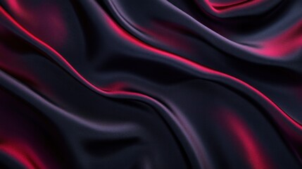 Abstract Dark Silk Drapery: Crimson and Black Texture