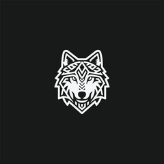 Fox head logo with line design style template