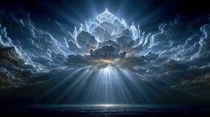 Moksha representation ultimate liberation in h artscale ethereal clouds abstract art celestial view