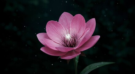 Serene Floral Bloom: A Pink Lotus Unveiling its Delicate Symmetry