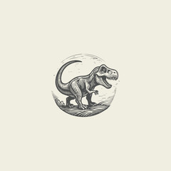 Obraz premium Dinosaur logo with engraving style design template