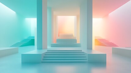 Obraz premium Pastel-toned interior with steps and light