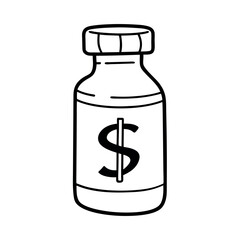 Medicine Vial with Dollar Sign, Vector Illustration Representing Pharmaceutical Pricing and Healthcare Cost