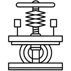 Mechanical Coil Spring Outline ,Vector Illustration of Shock Absorber or Industrial Suspension Component