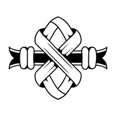 Martial Arts Belt Wrapped Cross Symbol , Vector Emblem for Combat or Discipline Design