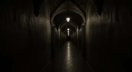 Fototapeta premium Dark Hallway with Lights