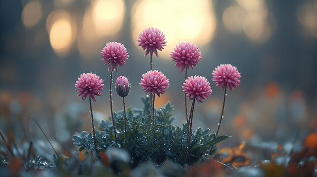 purple flowers in the morning