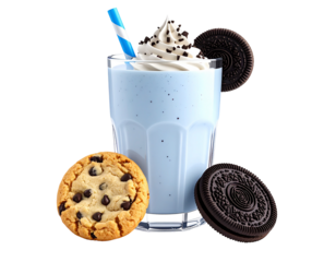 Refreshing blue milkshake with cookies