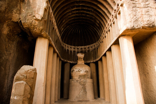 Rock cut Buddhist cave, India