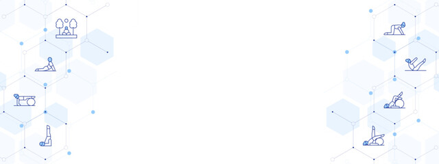 Obraz premium Yoga Banner Vector Illustration with Two-sided Icon Style. Line Duotone icon. Containing. nature, yoga, pilates, viparita karani pose