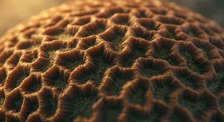 Close Up Honeycomb Pattern Abstract Macro Detail of Complex Surface Design for Natural Background Texture Art