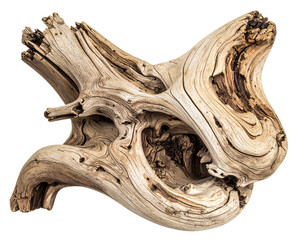 Intricate driftwood, exhibiting a complex network of natural patterns and textures.  Unique knots and swirls create a beautiful, organic form