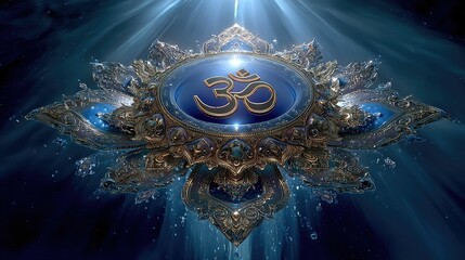 Fototapeta premium Sacred sound om visualization spiritual realm digital art ethereal atmosphere abstract perspective