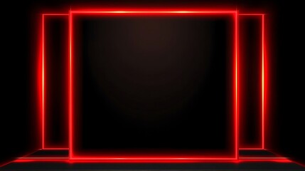 Red Neon Frames on Dark Background
