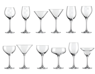 Collection of various drinking glasses