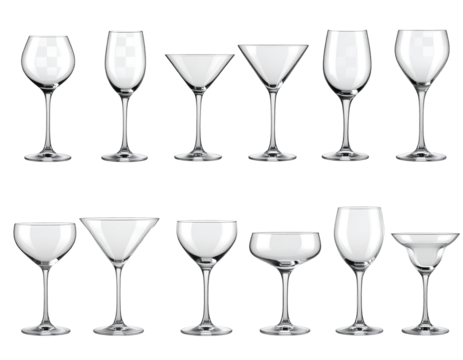 Collection of various drinking glasses