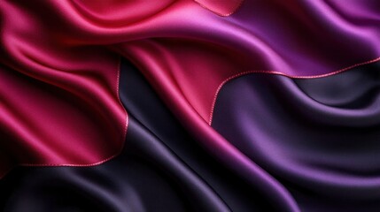 Fototapeta premium Abstract Draped Silk Fabric in Rich Purple and Crimson Hues: A Luxurious Textured Background