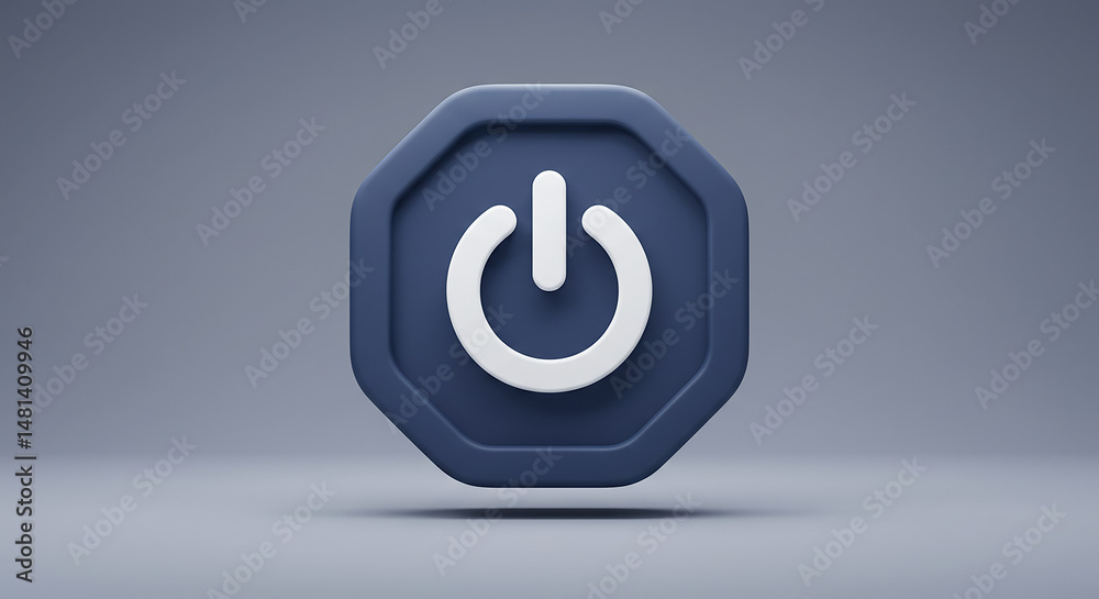 Poster Power button showing standby mode on octagonal background