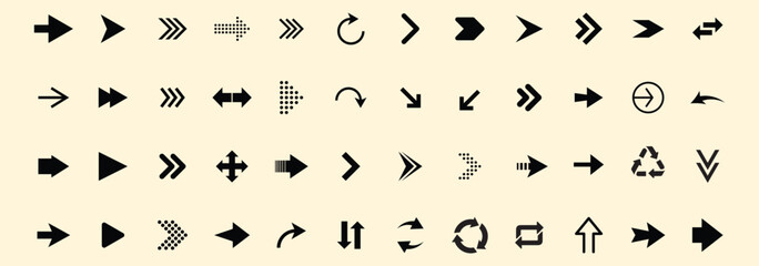 Arrows set. Arrow icon collection. Set different arrows or web design. Arrow flat style isolated on white background - stock vector.